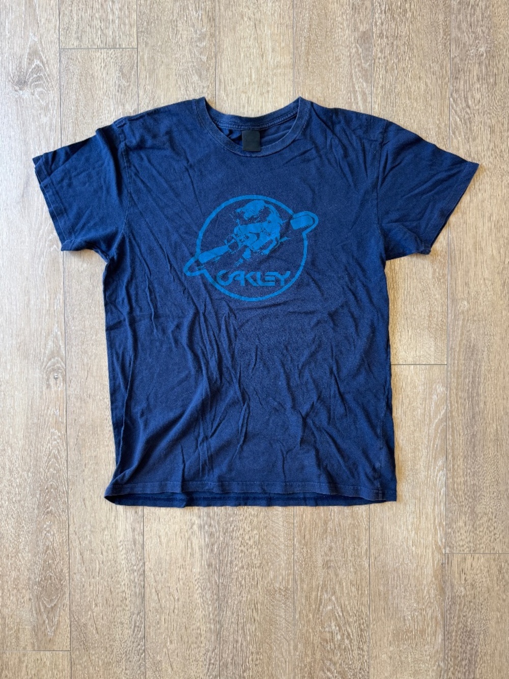 Oakley Logo Graphic Tee Mens Large Navy Blue Cotton Short Sleeve Shirt
